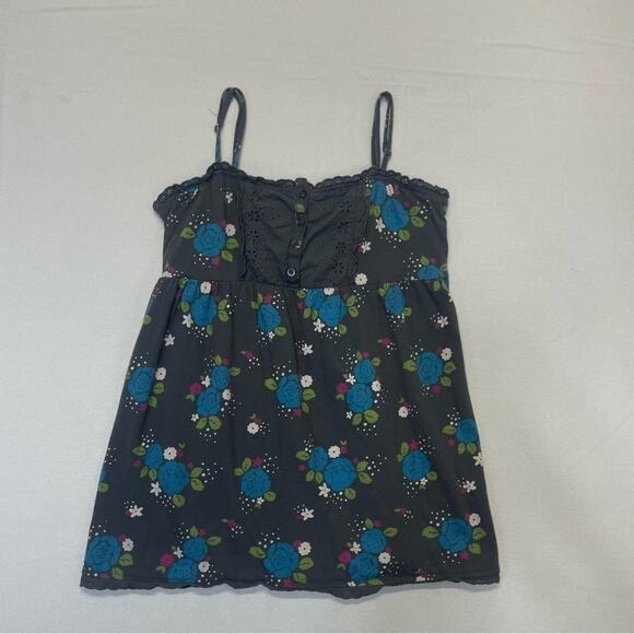 Arizona Floral Cami Top flower printed camisole tank lace hem Size Medium - Picture 7 of 7